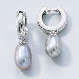 14K White Gold Chinese Cultured Light Gray Pearl Earrings