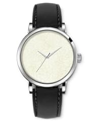SPRAWL Aanalog Fashion Series Silver Ladies Watches of Genuine Black Leather Strap,Unique Wrist Watch for Women Girls Designed with Dry white
