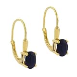 24K Gold vermeil Genuine Sapphire stone LeverBack Lever Back Earrings