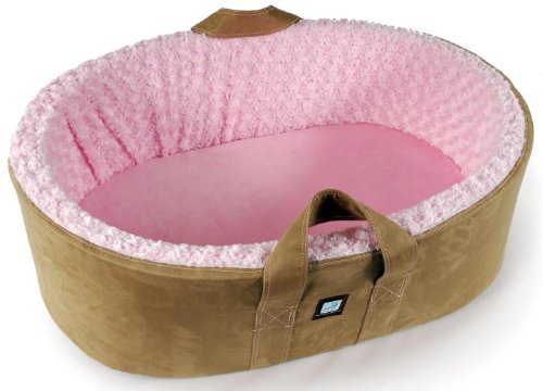 Buy Low Price Cozy Lalapanzi Travel Baby Bed – Latte and Pink Chenille chenille 1