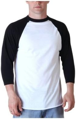 White/Black 3/4 Sleeve T-Shirt 2X