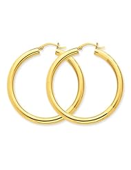 4mm, 14K Yellow Gold Classic Hoop Earrings, 65mm (2 1/2")