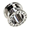 ANODIZED FLESH TUNNEL PLUG WITH CLEAR RHINESTONES 4g - Sold Individually