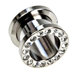 ANODIZED FLESH TUNNEL PLUG WITH CLEAR RHINESTONES 4g - Sold Individually