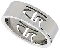 Stainless Steel 5/16 in. (8 mm) Ring w/ CTR Cut-Outs (Available in Sizes N to Z+2), Size T