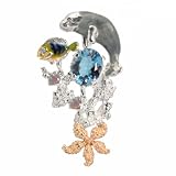Florida Manatee & Genuine Blue Topaz Sterling Pendant