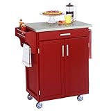 Stainless steel top on red cabinet by Home Styles - Red (9001-0032)