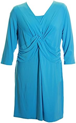 Elementz Women's Plus Size 3/4 Sleeve B-Slim Shapewear Dress (1x, Pool Party Blue)