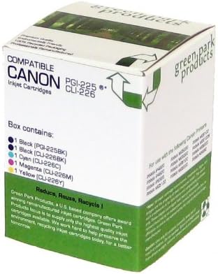 Green Park Products Canon PGI-225 & CLI-226 Full Set of Premium Compatible Ink Cartridges. The Box Contains 1 of Each Color Black (PGI-225BK), Black (CLI-226BK), Cyan (CLI-226C), Magenta (CLI-226M), Yellow (CLI-226Y) Inkjet Cartridges. PGI225 & CLI226