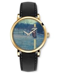 SPRAWL Aanalog Fashion Series Gold Ladies Watches of Genuine Black Leather Strap,Unique Wrist Watch for Women Girls Designed with Mailbox field