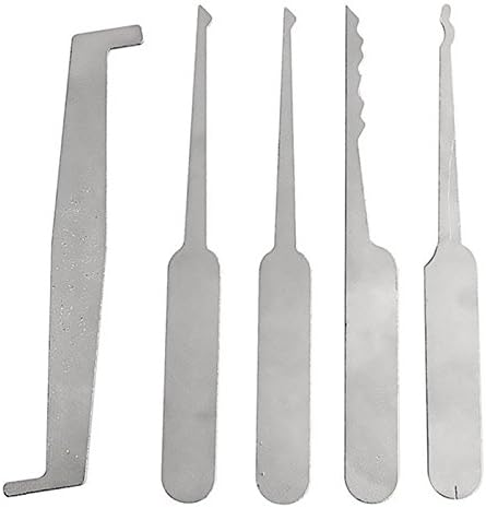 Top JM Transparent Practice Padlocks + 5 Piece Unlocking Lock Pick Set Key Extractor Tool