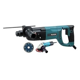 Makita HR2455X1 1-Inch 3-Mode Rotary Hammer with D-Handle Bonus includes 5 Piece Bit set and Free 4-1/2-Inch Angle Grinder. A $69.99 Value!