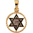 14Kt Yellow Gold Jewish Star of David with Black Enamel Pendant