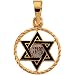 14Kt Yellow Gold Jewish Star of David with Black Enamel Pendant