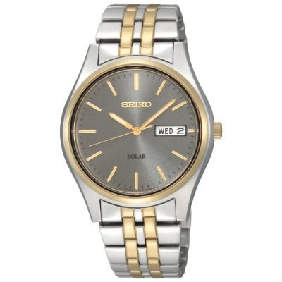 Seiko Men's SNE042 Two-Tone Solar Charcoal Dial Watch