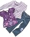 Nannette Little Girl Embroidered 3 Piece Denim Set