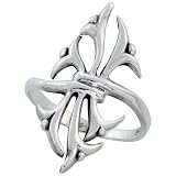 Sterling Silver Celtic Tribal Thorns Ring (Available in Sizes 5 to 12), 1 1/8" (28mm) wide