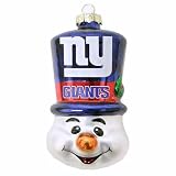 NFL New York Giants Blown Glass Top Hat Snowman Ornament