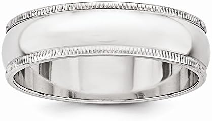 Sterling Silver 6mm Half Round Milgrain Wedding Band Ring, Size 9.5, Jewelry Rings For Men
