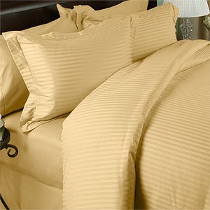 Egyptian Cotton 800 Thread Count 3 - Pc Sateen Stripe Duvet Cover Gold - King.