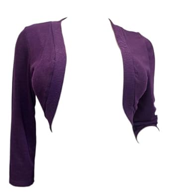 This Women Sweater Beautiful: Plus Size Purple Hot 3/4 Sleeve Cropped Bolero Shrug