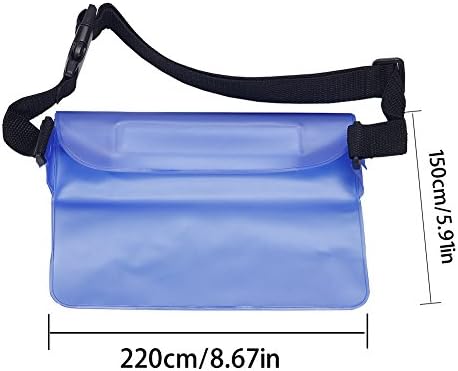 Almatess Waterproof Pouch Soft PVC Waist Waterproof Bag with Adjustable Waist Lanyard Strap for Boating Fishing Kayaking and Other Water Sports [Blue]