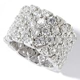 Sterling Silver / Platinum Cubic Zirconia French Pave Flex Eternity Ring