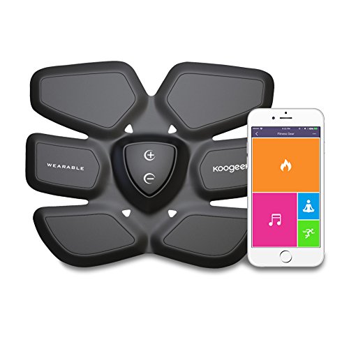 Koogeek スマートフィットネスギア　　EMS・ 腹筋トレーニング器具 ボディフィット 高電導ジェルシート　ワイヤレス充電　ブラック
