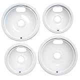 Range Kleen P10124XW Porcelain Universal Drip Pans Set Of 4 Containing 2 Units P101W, P102W, White