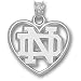 Notre Dame Fighting Irish ND Heart Pendant - Sterling Silver Jewelry