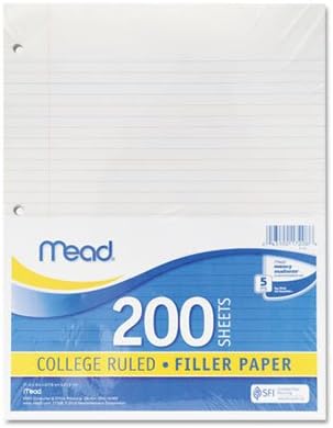 MEA17208 Economical 15-lb. Filler Paper, College Ruled, 11 x 8-1/2, White, 200 Shts/Pk