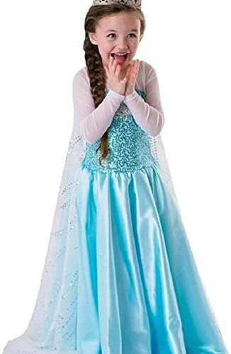 Girls' Snow Princess Elsa Fancy Dress Costume Ice Blue (110, Blue)