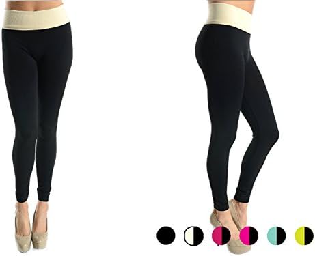 6 Pack - Women's Foldover Yoga Pants - Ankle Length Tights (Various Colors)