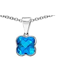 Tommaso Design (tm) Clover Genuine Blue Topaz Pendant