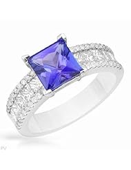 18K White Gold Tanzanite and Diamond Ring -- LIFETIME WARRANTY