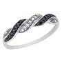 White and Black Diamond Ring 1/10 Carat (ctw) in 10K White Gold