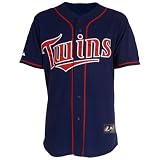 MLB Youth Minnesota Twins Navy Home Short Sleeve 6 Button Synthetic Replica Baseball Jersey Spring 2011  (Navy, X-Large)