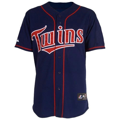 MLB Youth Minnesota Twins Navy Home Short Sleeve 6 Button Synthetic Replica Baseball Jersey Spring 2011  (Navy, X-Large)