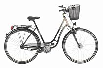 Texo Damen Tourensport Fahrrad 28 Zoll 3-Gang R&uuml;cktrittbremsnabe, gefedert mit Nabendynamo und Korb