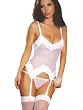 SeXy BLACK Plus Size Bustier Camisette g-String Panty Stocking Fishnet 3 Pc Set Black Queen