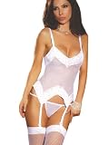 SeXy BLACK Plus Size Bustier Camisette g-String Panty Stocking Fishnet 3 Pc Set Black Queen