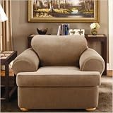 Sure Fit Stretch Stripe 2-pc. T-Cushion Chair Slipcover - Brown (T-Cushion Chair)