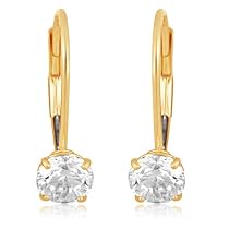 Cubic Zirconia Round Lever Back Earrings