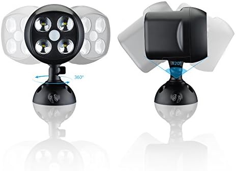 Cozome Weatherproof Wireless Battery Powered LED Ultra Bright Spotlight with Intelligent PIR Motion Sensor for outdoor/indoor/, Black, 1-Pack (AUTO ON/OFF, 4×3W Big Led Bulbs, 25 ft Range 160 Degree)
