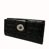 COACH ターンロックエンボスパテント スリムエンベロープ 二つ折長財布 43583 sv/bk 【並行輸入品】