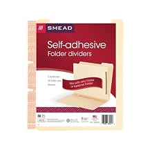 Smead Self-Adhesive Folder Dividers with Twin-Prong Fasteners, Letter Size, Manila, 25 per Box (68025)