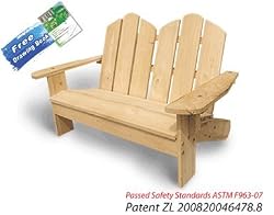 Lohasrus Kids Patio Bench MM20401- Passed Safety Standards ASTM F963-07, Unfinished Fir, for ages 2 to 6, Free Drawing Book