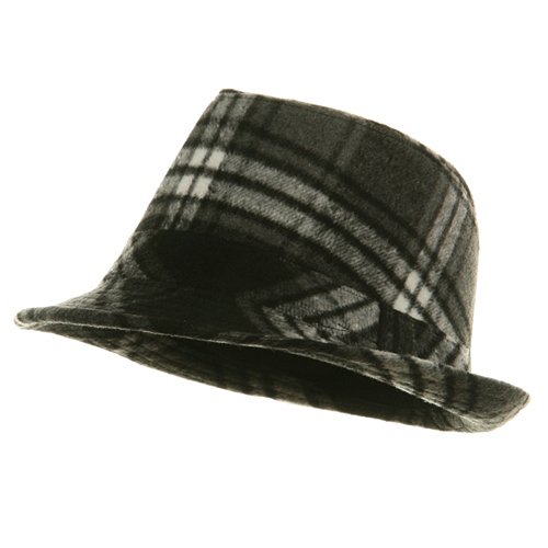 Plaid Felt Fedora Hat - Grey W19S40F