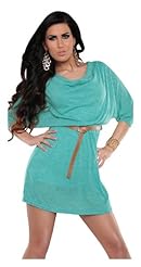 Sexy Polyester Belted Cowl Neck Mini Dress 