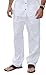 Natural Cotton Santorini Mens Drawstring Beads Long Pants (X-Large, White)